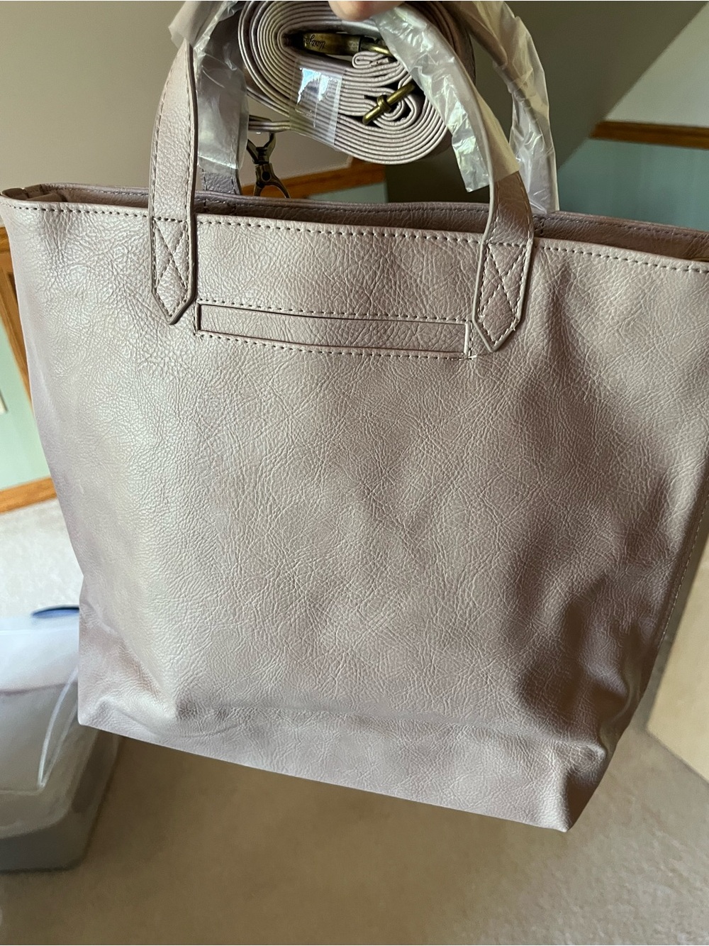thirty-one stone distressed pebble Faux-Leather Tote with Detachable Strap - Picture 5 of 5